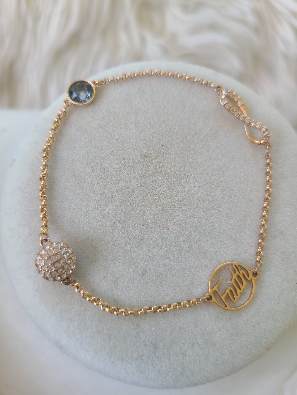 Swarovski Remix Collection Bracelet with Infinity and Faith- Great Condition